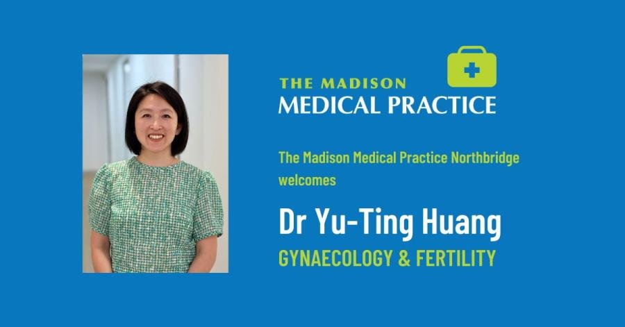 Promotional graphic welcoming Dr Yu-Ting Huang, gynaecology and fertility specialist